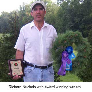 Grand Champion winner wreaths at Nuckols Christmas Tree Plantation